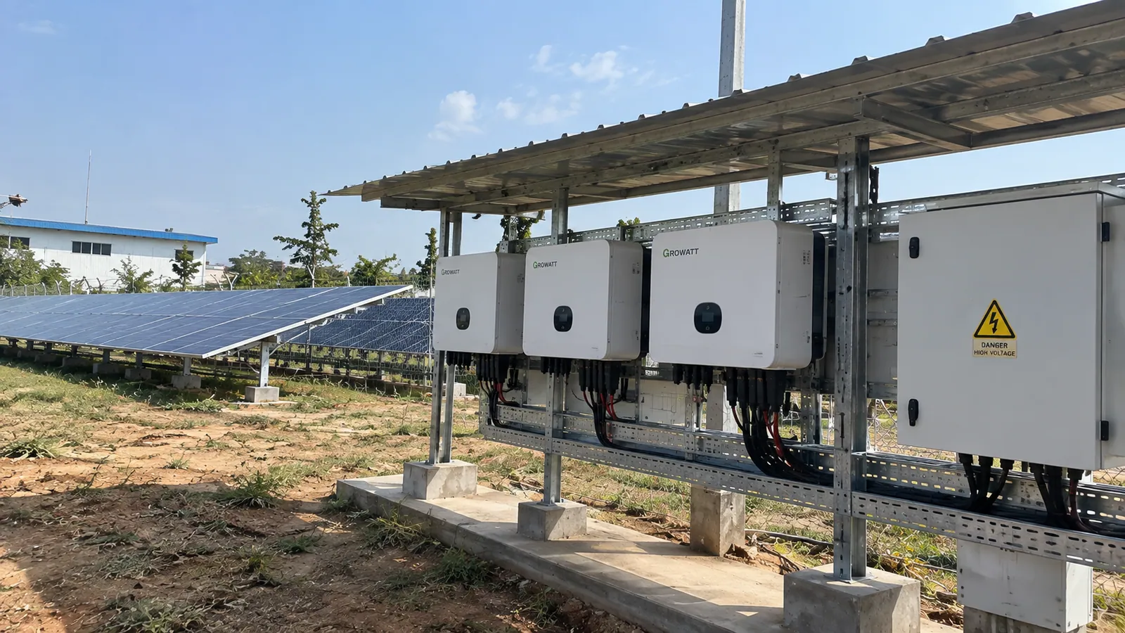 320 kW solar installation on a commercial building in Hosur Industrial Zone, TN - Industrial Cyan Metal Shed
